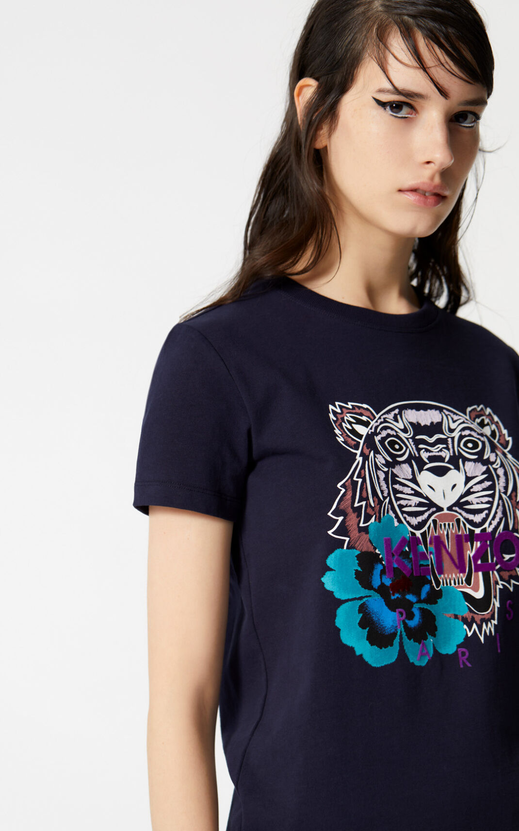 Kenzo Indonesian Flower Tiger T Shirt Dam | 57239-SOED